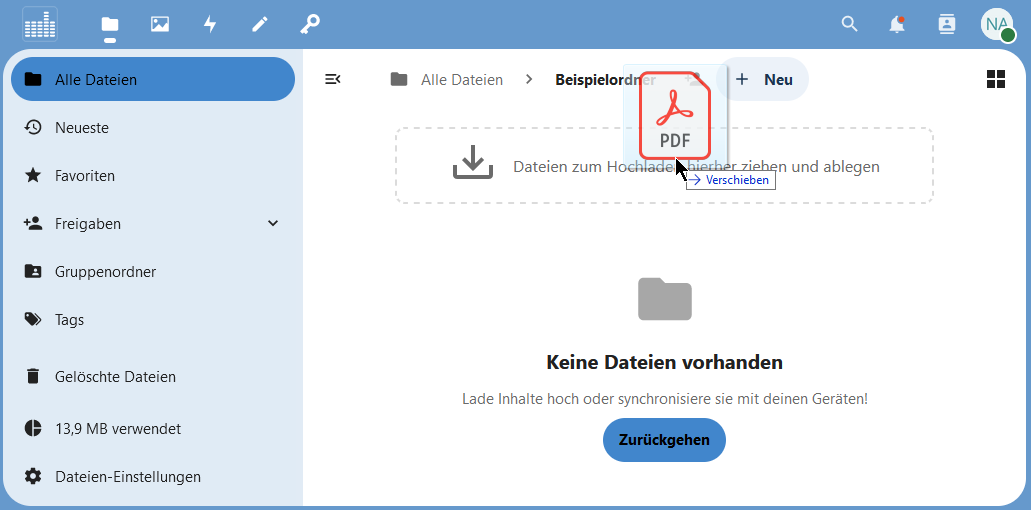 Nextcloud Upload-Verhalten